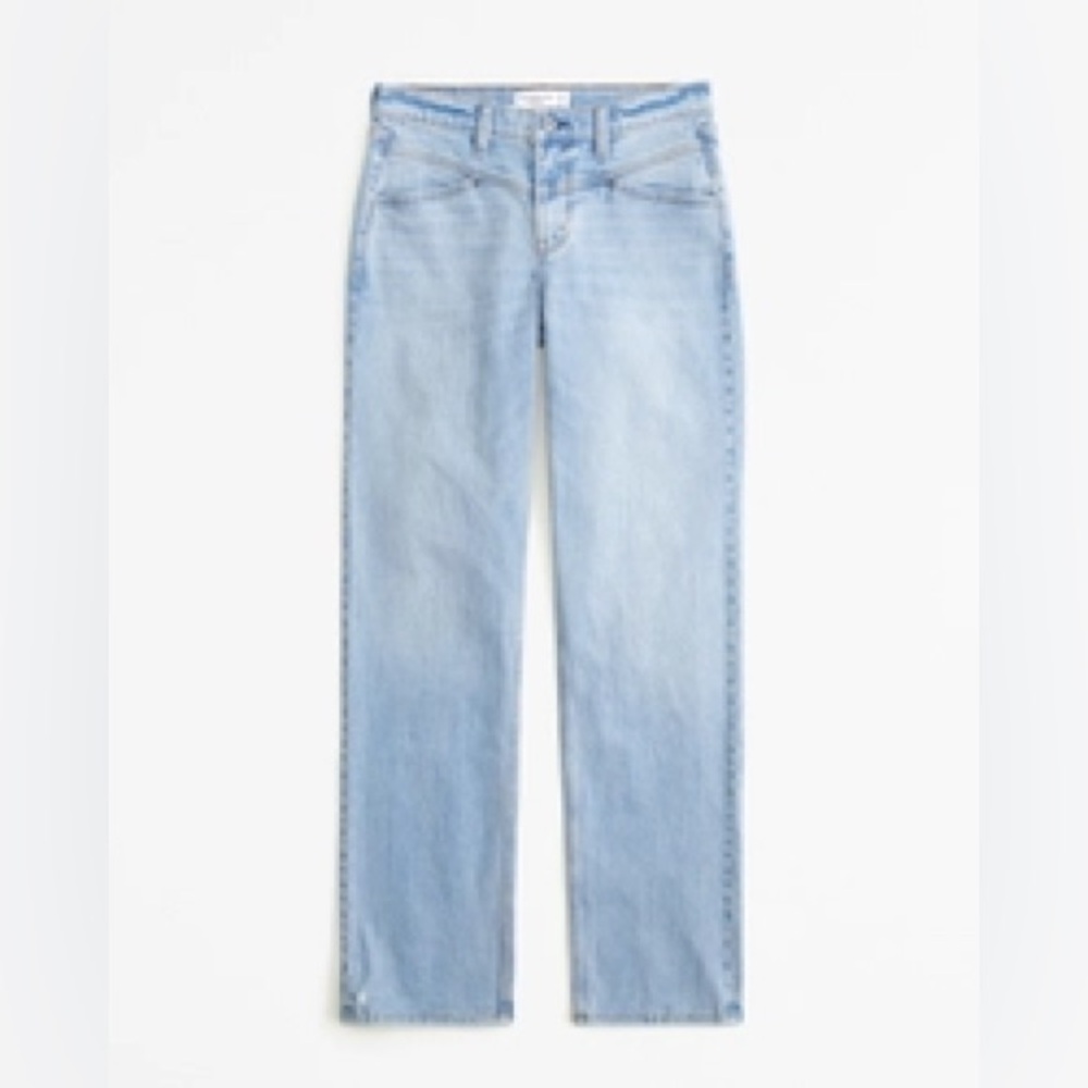 Abercrombie and fitch jeans curve love light wash with yolk front
